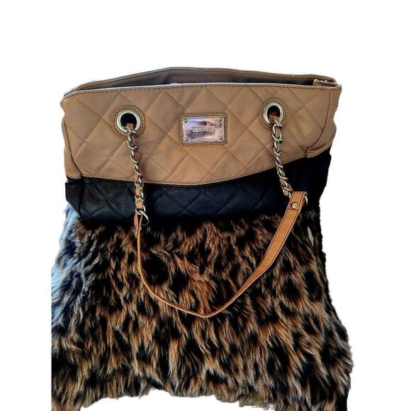 Nine west brown/black tote bag - Picture 1 of 9